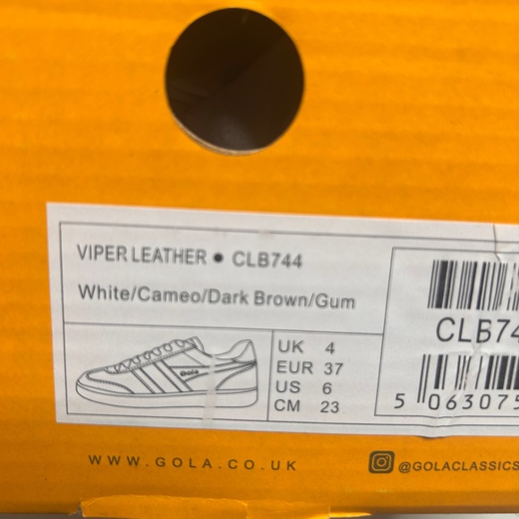 Gola Women’s Viper Leather Sneakers, Sz.6, White, Cameo, Dark Brown, Gum - Picture 15 of 16